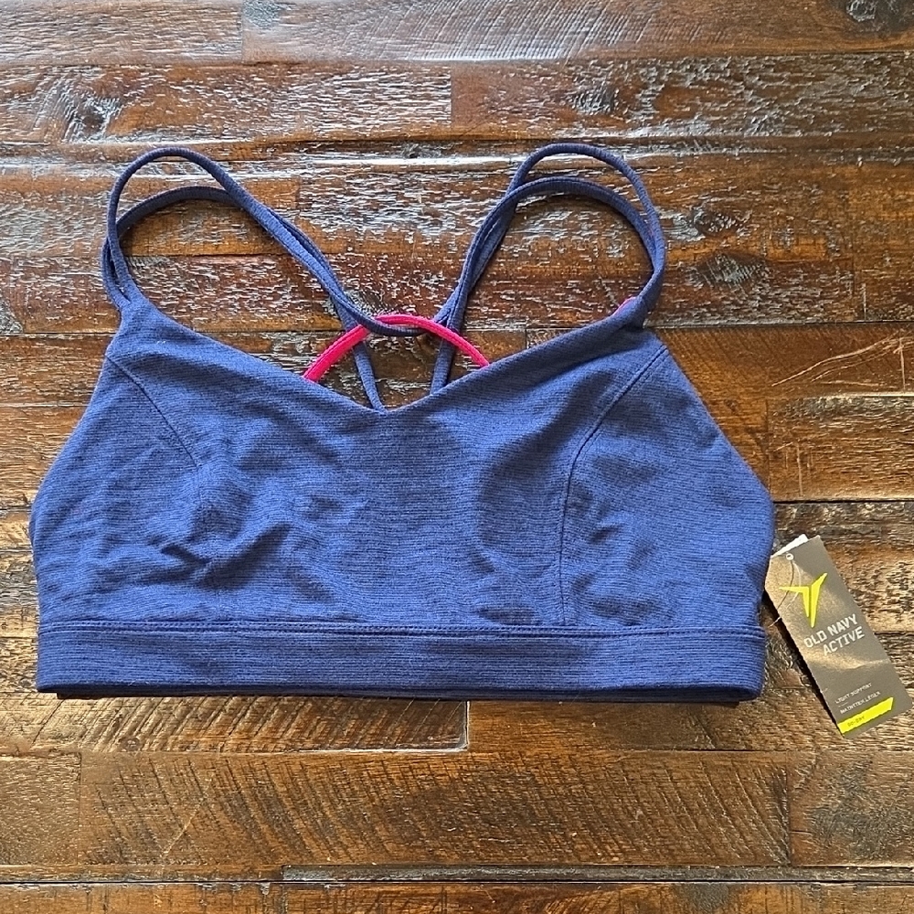 Old Navy Active Navy and Magenta Sports Bra Size Large NWT